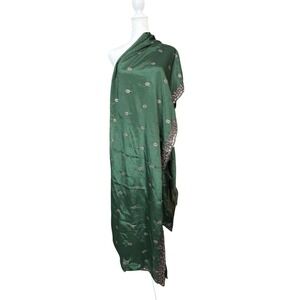 Emerald Green Chiffon Dupatta - Delicate Buti Embroidery & Intricate Border